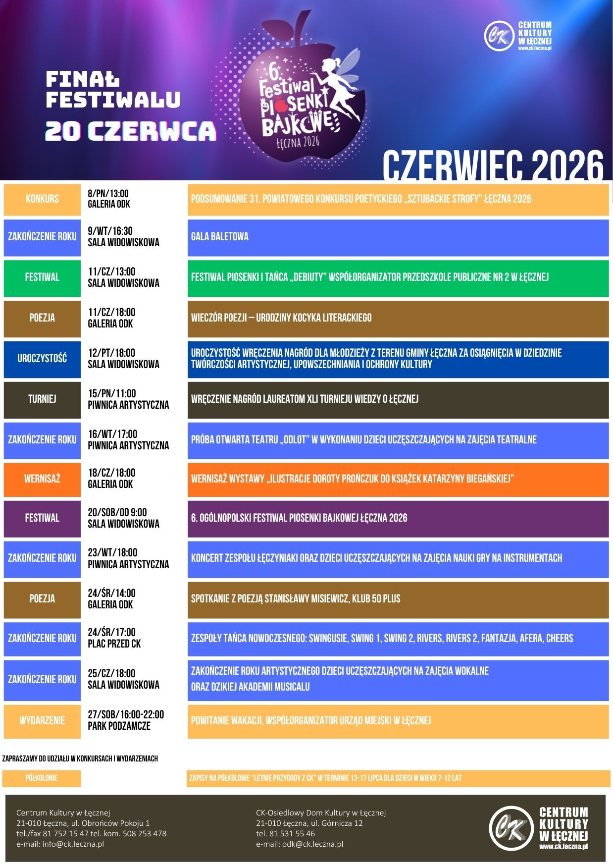 Wydarzenia na czerwiec 2026
