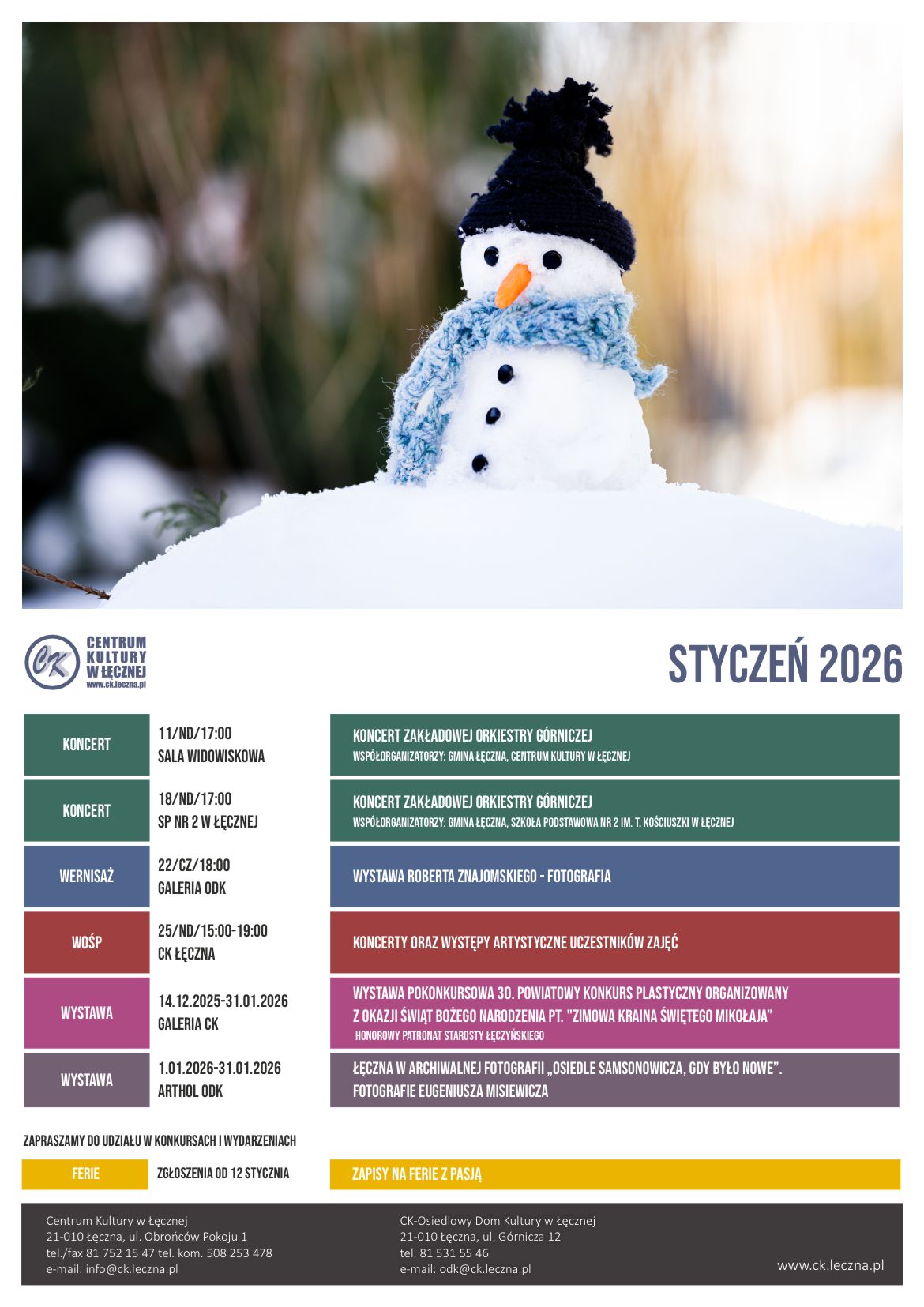 Wydarzenia na styczeń 2026