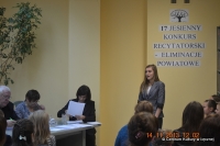 Eliminacje powiatowe 17 Jesiennego Konkursu Recytatorskiego